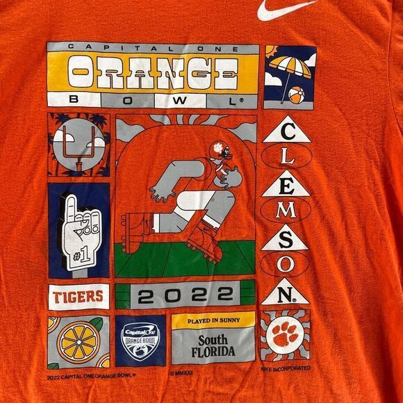 Clemson Tigers Shirt Mens Extra Large Orange 2022 Orange Bowl Nike NCAA Football - Picture 2 of 9